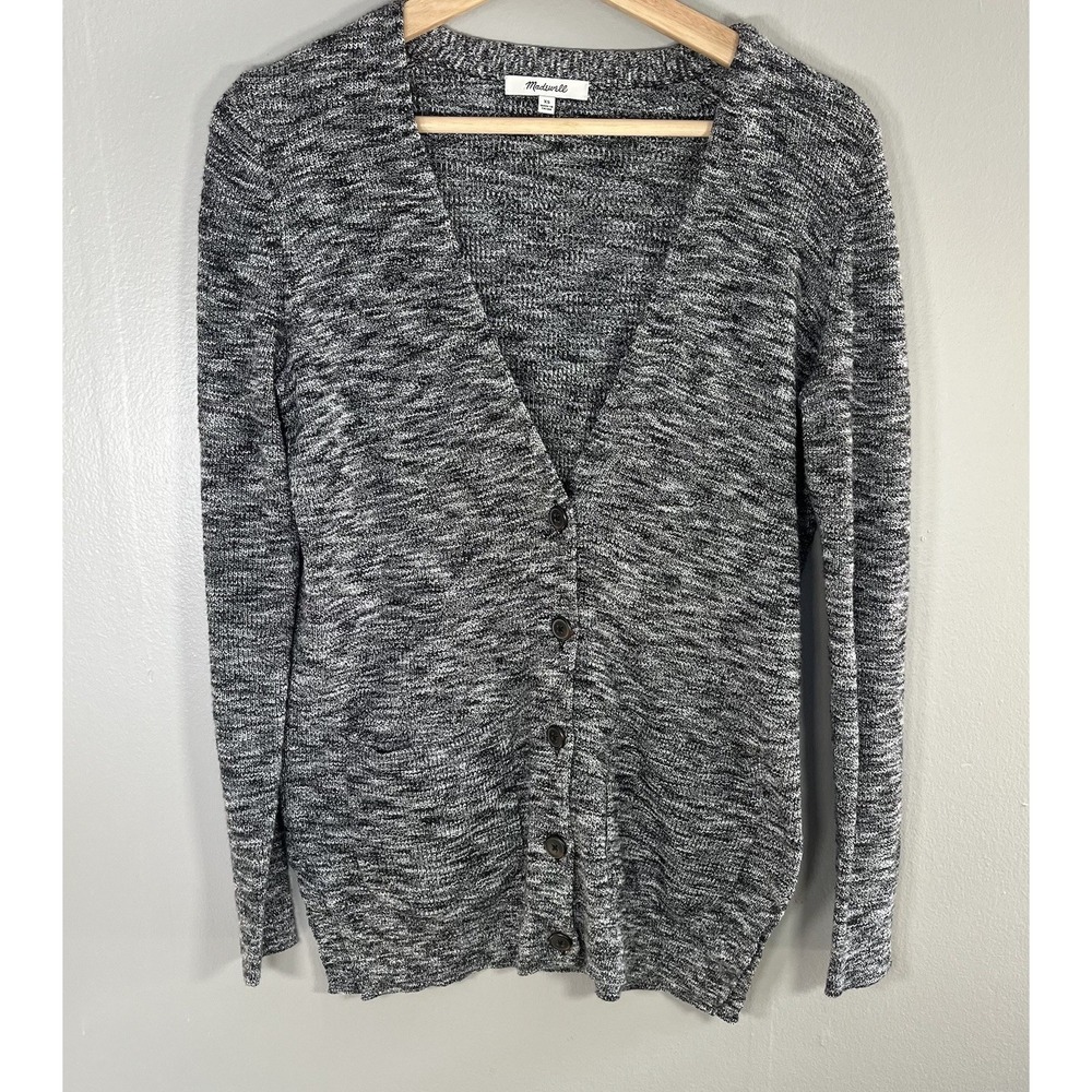 Madewell Womens Sweater Size XS Heather Gray Graduate Marled Cardigan Knit‎